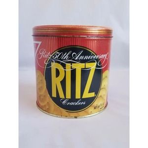 1984 Nabisco Ritz Crackers Tin Can 50th Anniversary Collector Round Container